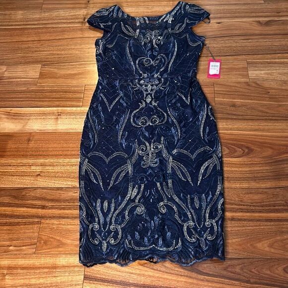 Vince Camuto‎ Womens Embroidered Sequined Cocktail And Party Dress - Picture 1 of 9